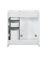 30" Bathroom Vanity without Sink, Solid Wood Frame Bathroom Storage Cabinet Only, Freestanding Vanity Set with 3 Drawers& Soft Closing Doors