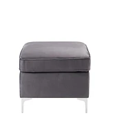 Simplie Fun Jaszira Ottoman, Gray Velvet