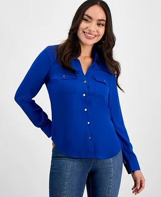 I.n.c. International Concepts Petite Button-Front Blouse, Created for Macy's