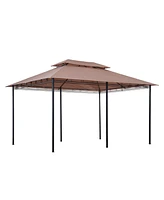 10' x 13' Patio Gazebo, Outdoor Gazebo Canopy Shelter with Curtains, Vented Roof, Steel Frame for Garden, Lawn, Backyard and Deck, Khaki