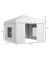 Streamdale Furniture 9.7' x 9.7' Pop Up Canopy with Sidewalls, Portable Canopy Tent with 2 Mesh Windows, Reflective Strips, Carry Bag for Events, Outd