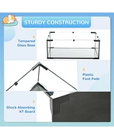 Hamster Cage, 23.5" Gerbil Cage with Glass Basin, Ramps, Platforms, Hut, Exercise Wheel, for Small Hamsters, Black