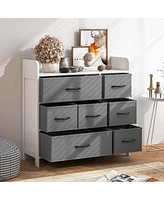7-Drawer Dresser for Bedroom Chest of Drawers with 2 Large Fabric Bins