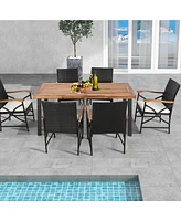 Costway 2PCS Patio Pe Wicker Dining Chairs with Soft Zippered Cushions Armchairs