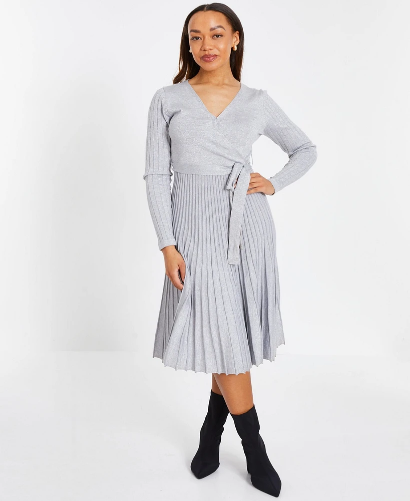 Quiz Women's Pleated Yarn Knitted Dress