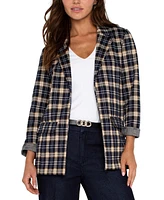 Liverpool Los Angeles Women's Plaid Knit Boyfriend Blazer