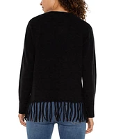 Liverpool Los Angeles Women's Dolman Sleeve Sweater with Fringe