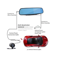 Pyle Car Camera & Rearview Mirror Display Kit, 1080p Dvr Dash Cam with Waterproof Backup Camera