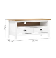 vidaXL Tv Stand Hill White 43.3"x15.7"x18.5" Solid Pine Wood