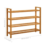 vidaXL Shoe Rack with 4 Shelves 39.4"x10.6"x31.5" Solid Oak Wood