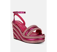 My Bliss Rhinestone Studded Wedge Sandals