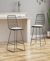Modern Geometric Counter Stools With Water-Resistant Cushions And Durable Iron Frame (Set Of 2)