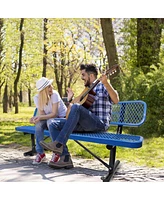 6 ft. Outdoor Steel Bench with Backrest in Blue