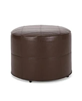 Streamdale Furniture Rustic Faux Leather Ottoman: Versatile Seating, Footrest, And Side Table