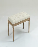 Streamdale Furniture Traditional Rectangle Tufted Ottoman Bench in Beige Linen Look Fabric, For the Living Room and Bedroom