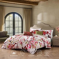 Bebejan Leaves on Linen Bedding 5 Piece King Size Reversible Comforter Set