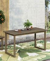Rustic Acacia Wood Slatted Outdoor Dining Table