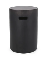 Modern Cylindrical Concrete End Table With Cutout Handle