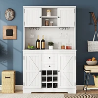 Coffee Bar Cabinet Kitchen Cabinet with Storage, Farmhouse Wine Cabinet with Drawers shelves and cabinets, Buffet Cabinet Wine & Glass Racks for Dinin