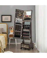 Sugift 47 Inch Lockable Jewelry Cabinet Armoire with 3-Color Led Lights