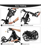 Skonyon Golf Push Pull Cart with Foot Brake-Gray