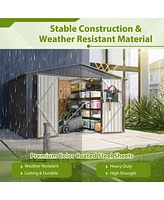 10X8 Ft Outdoor Storage Shed, All Weather Metal Sheds with Lockable Doors, Tool Shed for Garden, Patio, Backyard, Lawn, Black