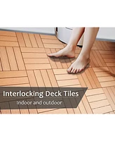 Wood Plastic Composite Deck Tiles Set of 20pcs, Composite Decking Resist Rust, Water, Weather, Indoor&Outdoor, Easy to Diy & Maintain, Ideal for Patio