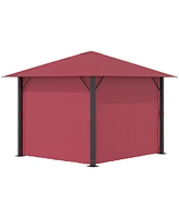 Streamdale Furniture 10' x 10' Patio Gazebo Aluminum Frame Outdoor Canopy Shelter with Sidewalls, Vented Roof for Garden, Lawn, Backyard, and Deck, Wi