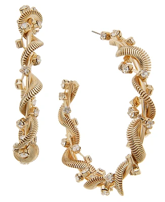 I.n.c. International Concepts Gold-Tone Large Crystal & Snake Chain-Wrapped C-Hoop Earrings, 2.75", Created for Macy's