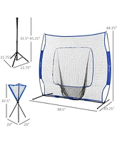 Streamdale Furniture Baseball Practice Net Set with 7.5x7ft Catcher Net, Ball Caddy, Portable Baseball Practice Equipment with for Hitting, Pitching,