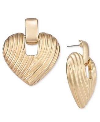 I.n.c. International Concepts Gold-Tone Textured Heart Drop Earrings, Created for Macy's