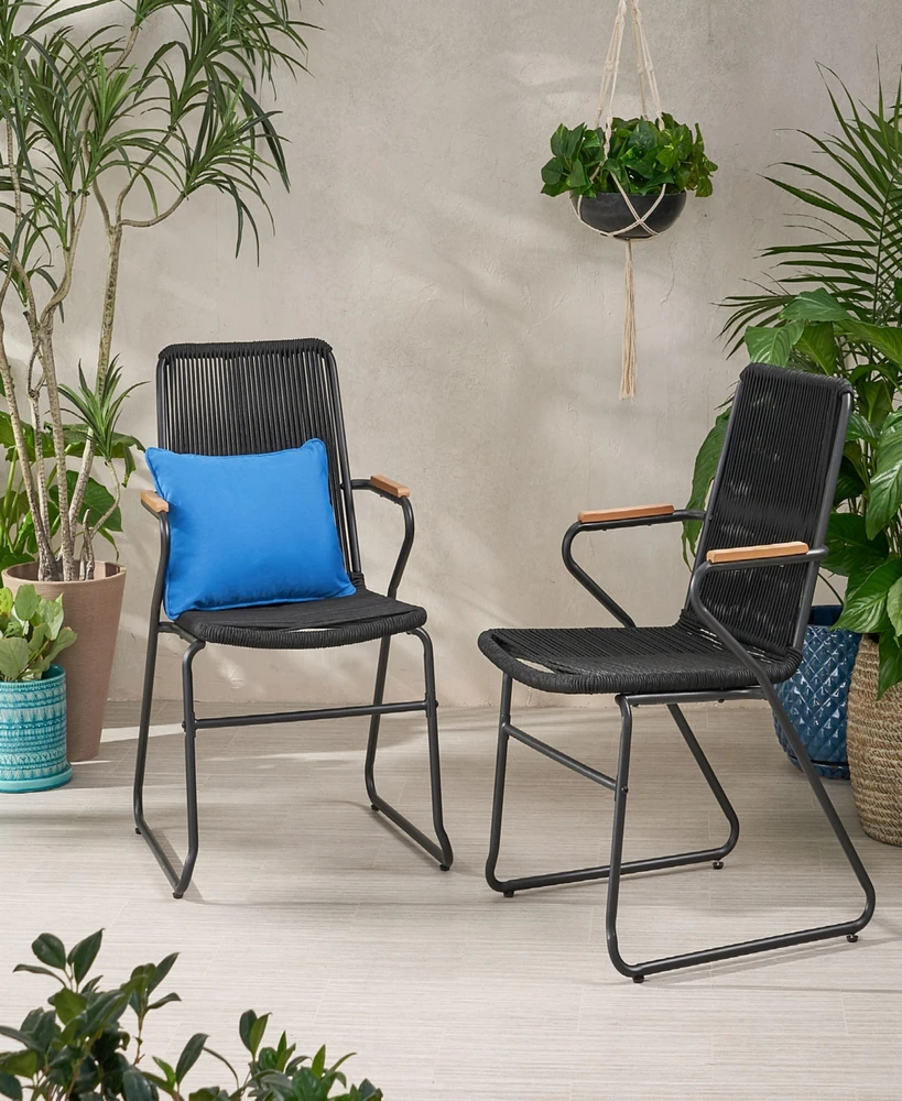 Streamdale Furniture Modern Rope Weave Outdoor Chairs With Iron Frames