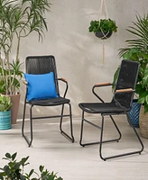 Streamdale Furniture Modern Rope Weave Outdoor Chairs With Iron Frames