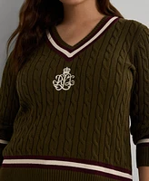 Lauren Ralph Plus Cable-Knit Cotton Cricket Sweater