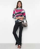 Dkny Women's Turtleneck Printed-Yarn Long-Sleeve Sweater