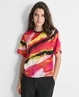 Dkny Women's Printed Drapey Short-Sleeve Blouse