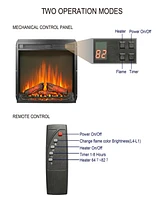 23 inch electric fireplace insert, ultra thin heater with log set & realistic flame, remote control with timer, overheating protection