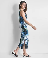 Dkny Women's Printed Linen Sleeveless Dress