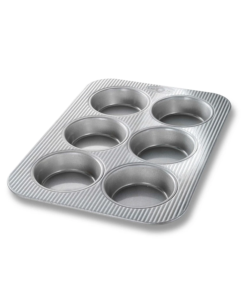 Usa Pan Non-Stick Aluminum 6-Well 15" x 11" Mini Round Cake Pan