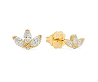 Hollywood Sensation 18K Gold Plated Sterling Silver Golden Blossom Studs with Cubic Zirconia