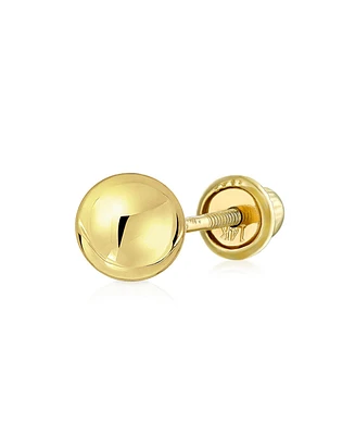 Bling Jewelry Unisex Classic Minimalist Tiny Simple Round 3MM Ball Yellow 14K Gold Ball Stud Earring 1 Piece Cartilage Ear Lobe Screw Back For Women M