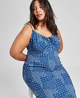 And Now This Plus Polka-Dot Tied Keyhole Dress, Created for Macy's