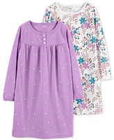 Carter's Toddler, Little & Big Girls Floral-Print Jersey Nightgowns, 2 Pack