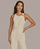 Donna Karan New York Women's Hardware-Trim Straight-Leg Jumpsuit