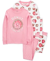 Carter's Little & Big Girls Donut Wake Me Up 100% Snug-Fit Cotton Pajamas, 4 Piece Set