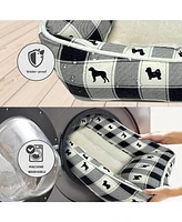 Paw & Decor Paws and All Over Plaid Dogs Cuddler Pet Bed, Stellar Design Printed Dog Beds