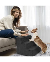 Home Base Dog Steps, 3-Step Pet Stairs for Dogs and Cats, Ramp High Bed Couch, Non Slip, Density Foam Sherpa Top