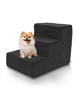 Home Base Dog Steps, 3-Step Pet Stairs for Dogs and Cats, Ramp High Bed Couch, Non Slip, Density Foam Sherpa Top