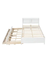 Slickblue Full Bed with Built-In Bookcase for Convenient Storage