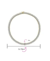 Bling Jewelry Art Deco Style Holiday Day Party Clear White Cubic Zirconia Marquise Formal Statement Tennis Necklace For Women Prom Gold Plated - Gold